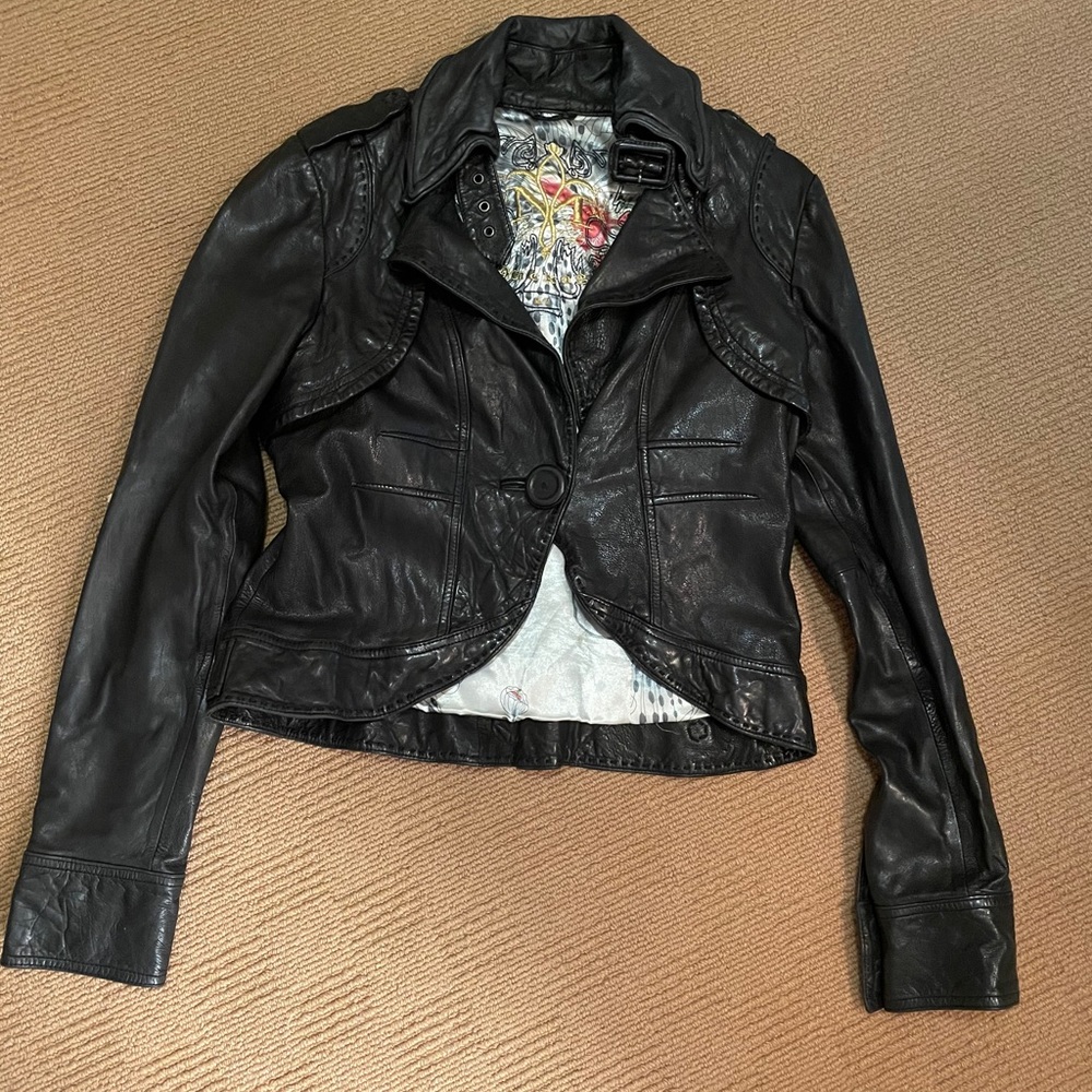 MACKAGE WOMENS CROPPED LEATHER JACKET
